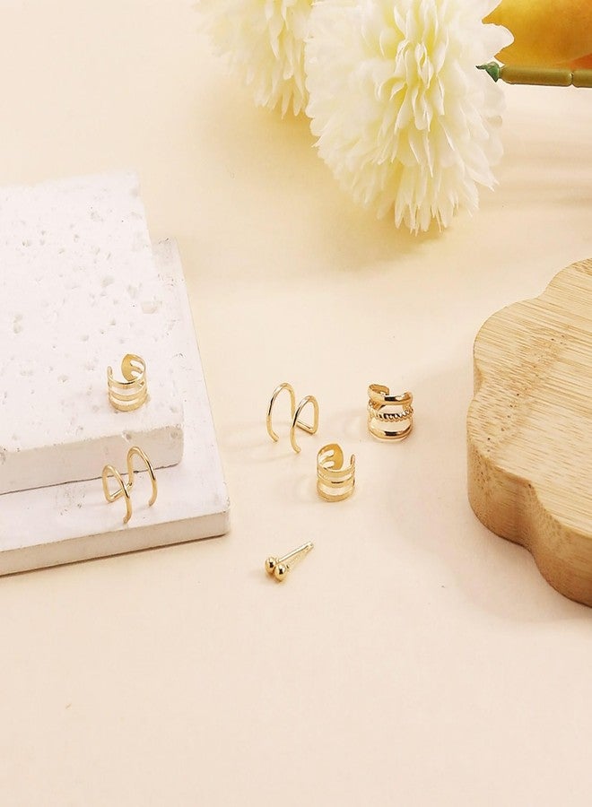 Xeyau Gold Ear Cuff Earrings for Women Non Piercing Ear Cuffs Clip on Cartilage Earrings Set Trendy Stuff Gold Earrings (A-Gold) - Image 3